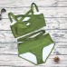 Mayruca Women's Sexy Criss Cross High Waist Bandage 2PCS Bikini Set Swimsuit Military Green B07DMYQHKX